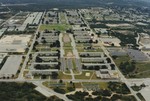 Aerial View of Campus Buildings and Parking Lots