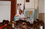 Bob Danziger with Blue Bass Guitar at Vernon Elementary, 1991