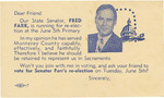 Fred Farr State Senate Campaign Postcard