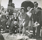 Lady Bird Johnson Planting a Tree Outside of Colton Hall in Monterey, California, as Fred Farr and California Governor Edmund 