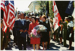 Lady Bird Johnson with Fred Farr and Monterey Mayor Minnie Coyle Outside of Colton Hall in Monterey, California, 1966