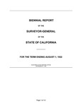 1922 August 1 - Kingsbury Biennial Report, Surveyor General’s Report to Governor of CaliforniaAnnual report of Surveyor General to California Governor relating to the status of surveys for individual counties.