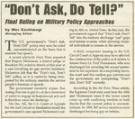 Don't Ask Do Tell? Final Ruling on Military Policy Approaches