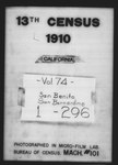 Thirteenth Census of the United States: 1910--Population, California, San Benito