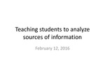 Teaching Students to Analyze Sources of Information